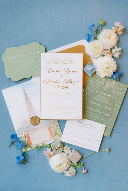 Custom luxury invitation suite by The Inviting Pear Photography: Anastasia Strate Photography