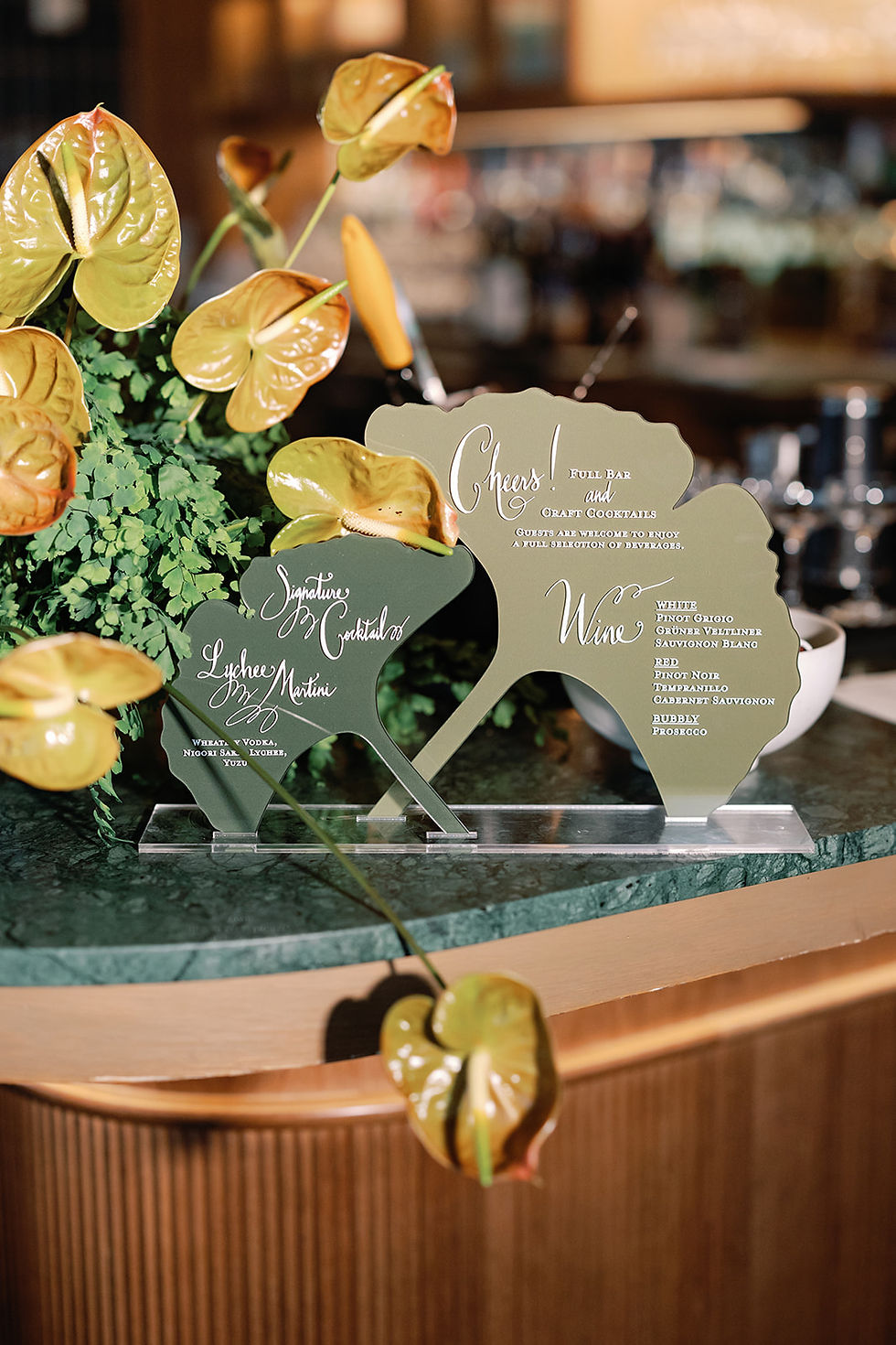 Custom acrylic bar signage by The Inviting Pear Photography: Julie Wilhite Photography